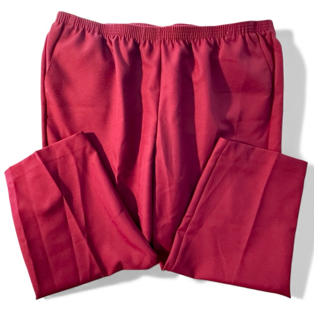 Alfred Dunner Pull-On Dress Pants Women's Plus 22W Maroon Stretch Elastic Waist